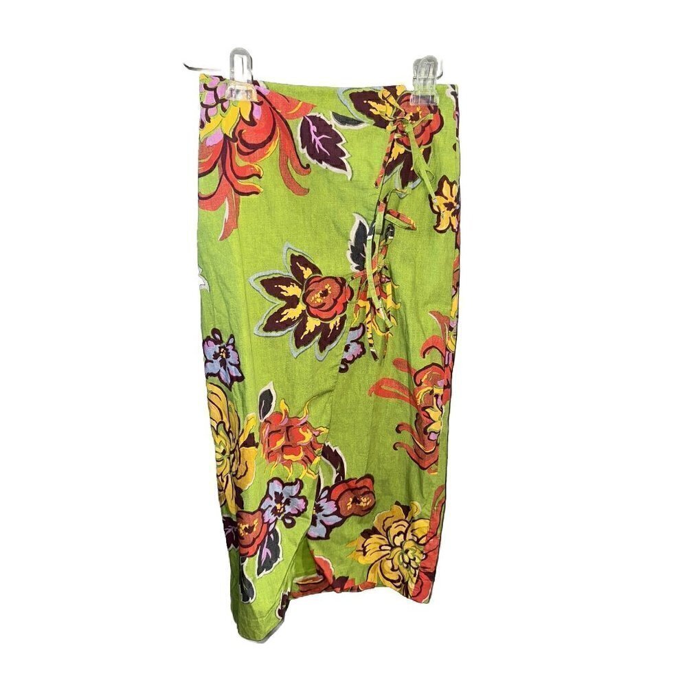 Rhode Julian Pencil Side Tie Floral Skirt Women's Green Motif Size: 2 NWT - Picture 2 of 6